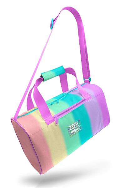 Coral High Kız Çocuk Spor ve Seyahat Çantası - Yeşil Pembe Çok Renkli Desenli - 27530