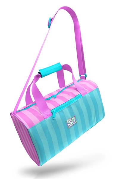 Coral High Kız Çocuk Spor ve Seyahat Çantası - Turkuaz Pembe Çizgili Desenli - 27521