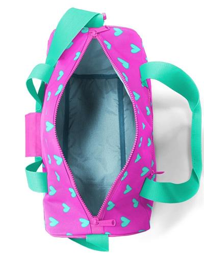 Coral High Kız Çocuk Spor ve Seyahat Çantası - Pembe Yeşil Kalp Desenli - 27513