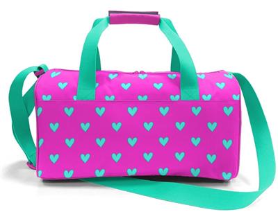 Coral High Kız Çocuk Spor ve Seyahat Çantası - Pembe Yeşil Kalp Desenli - 27513