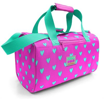 Coral High Kız Çocuk Spor ve Seyahat Çantası - Pembe Yeşil Kalp Desenli - 27513