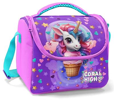 Coral High Kız Çocuk Termoslu Beslenme Çantası - Mor Pembe Dondurma Unicorn, Kız Çocuk 12782