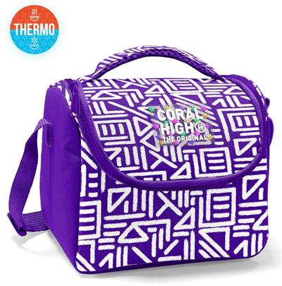 Coral High Kız Çocuk Termoslu Beslenme Çantası - Mor Beyaz Geometrik Şekiller, Kız Çocuk 22783