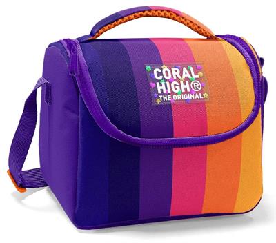 Coral High Kız Çocuk Termoslu Beslenme Çantası - Mor Turuncu Renkli Çizgili, Kız Çocuk 22774