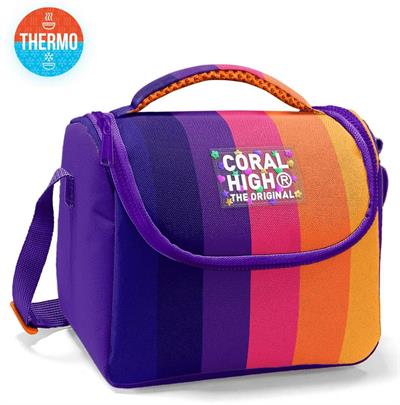 Coral High Kız Çocuk Termoslu Beslenme Çantası - Mor Turuncu Renkli Çizgili, Kız Çocuk 22774