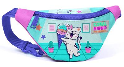 Coral High Kız Çocuk Turkuaz Pembe Dondurmalı Kedi Desenli Beşli İlkokul Okul Çanta Seti