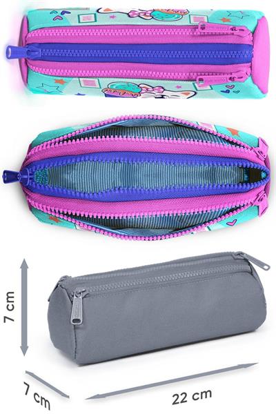 Coral High Kız Çocuk Turkuaz Pembe Dondurmalı Kedi Desenli İlkokul Okul Çanta Seti ve Bel Çantası