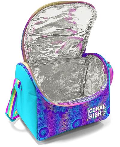 Coral High Kız Çocuk Üç Gözlü İlkokul Çanta Seti - Pembe Turkuaz Fil Desenli