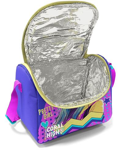 Coral High Kız Çocuk Üç Gözlü İlkokul ve Ortaokul Sırt Çantası+Beslenme - Lavanta Turkuaz Kulaklıklı Kız