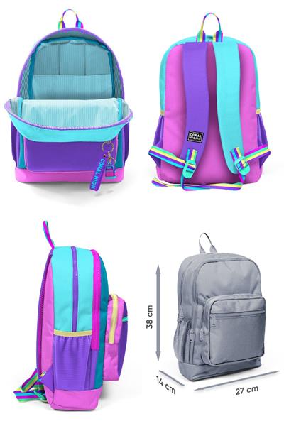 Coral High Kız Çocuk Üçlü İlkokul Okul Çanta Seti - Pembe Pastel Renkli