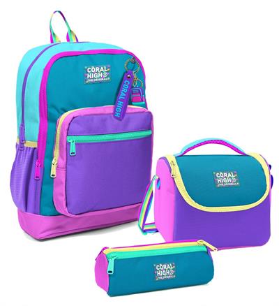 Coral High Kız Çocuk Üçlü İlkokul Okul Çanta Seti - Pembe Pastel Renkli