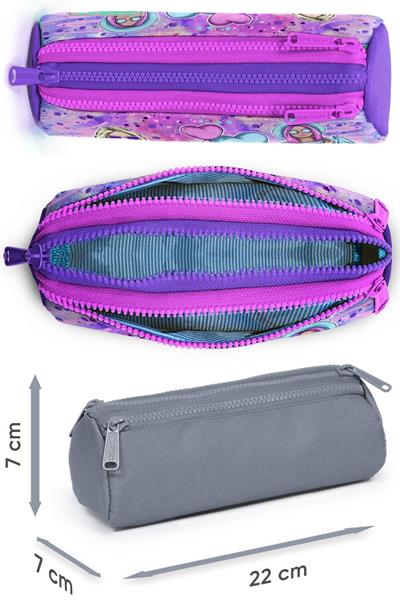 Coral High Kız Çocuk Üçlü İlkokul Okul Çanta Seti - Pembe Mor Fashion Girl