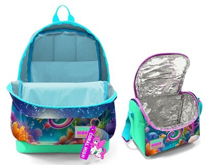 Coral High Kız Çocuklar İçin Dayanıklı İkili İlk Okul Çanta Seti  - Su Yeşili Denizatı