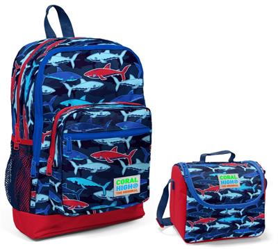 Coral High Köpekbalığı Baskılı Erkek Çocuk İlkokul Çantası ve Beslenme Seti - Erkek