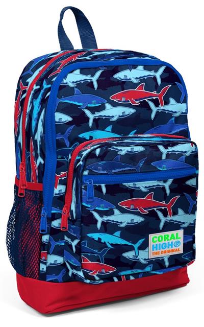 Coral High Köpekbalığı Baskılı Erkek Çocuk 3lü İlkokul Çanta Seti