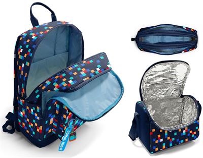 Coral High Lacivert Çok Renli Geometrik Desenler Erkek Çocuk İlkokul ve Ortaokul Üçlü Okul Çanta Seti SETYGN33235A