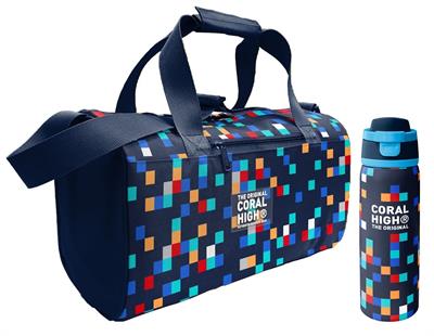 Coral High Lacivert Çok Renli Geometrik Desenler Erkek Çocuk Spor Çantası ve 800 ml Çelik Matara Seti 27550