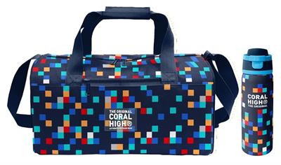 Coral High Lacivert Çok Renli Geometrik Desenler Erkek Çocuk Spor Çantası ve 800 ml Çelik Matara Seti 27550