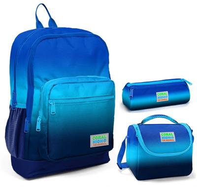 Coral High Lacivert Mavi Gradyan Üçlü İlkokul Okul Çanta Seti - Erkek Çocuk