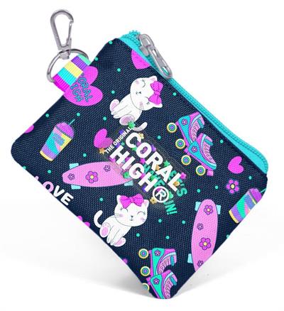 Coral High Lacivert Pembe Kedili Bozuk Para Çantası - Kız Çocuk