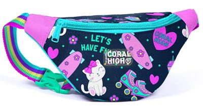 Coral High Lacivert Pembe Kedili Desenli Kız Çocuk Dörtlü Okul Çanta Seti - İlkokul ve Ortaokul İçin Uygun