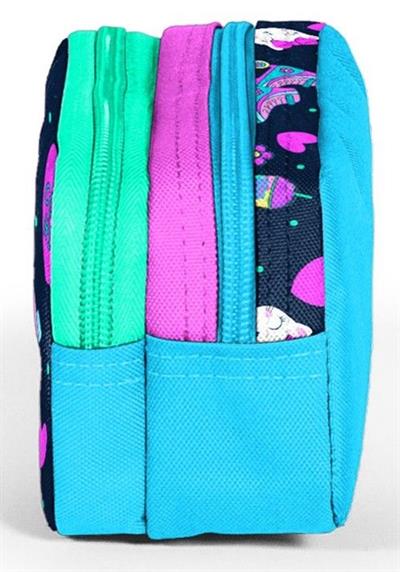 Coral High Lacivert Pembe Kedili İki Bölmeli Kalem Çantası - Kız Çocuk