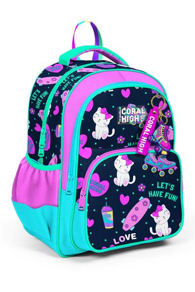 Coral High Lacivert Pembe Kedili İlkokul ve Günlük Sırt Çantası - Kız Çocuk