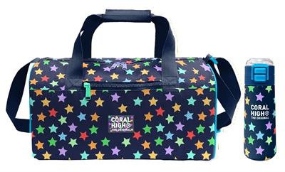 Coral High Lacivert Yıldız Desenli Kız Çocuk Spor Çantası ve 500 ml Çelik Matara Seti 27545