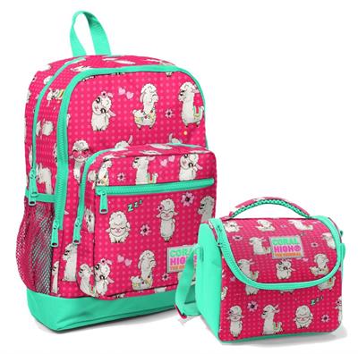 Coral High Lama Baskılı İlköğretim Okul Sırt Çantası ve Beslenme Çanta Seti - Kız Çocuk