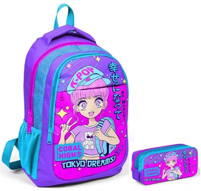 Coral High Lavanta K-Pop İlkokul Sırt Çantası ve Kalemlik Seti - Kız Çocuk