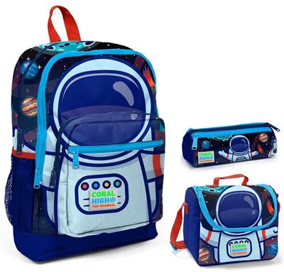 Coral High Mavi Astronot Baskılı 3lü İlkokul Çanta Seti - Erkek Çocuk