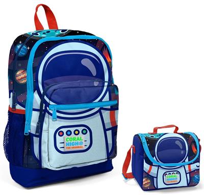 Coral High Mavi Astronot Baskılı İlkokul Çantası ve Beslenme Seti - Erkek Çocuk