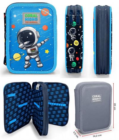 Coral High Mavi Astronot Erkek Çocuk Okul Çantası ve Organizer Kalemlik Seti 23486+11149