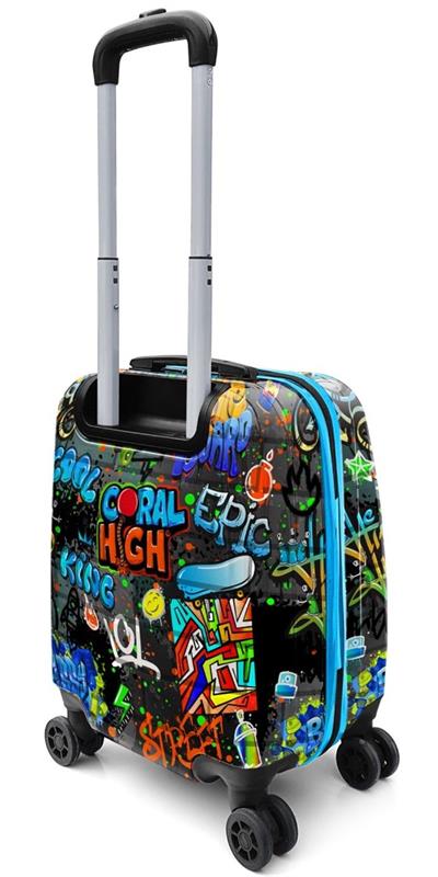 Coral High Mavi Grafiti Desenli Erkek Çocuk Tekerlekli Valiz