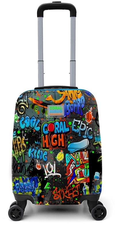 Coral High Mavi Grafiti Desenli Erkek Çocuk Tekerlekli Valiz