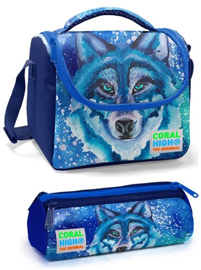 Coral High Mavi Kurt Erkek Çocuk Beslenme Çantası Seti