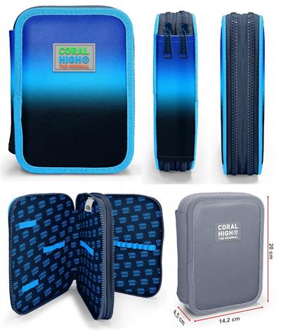 Coral High Mavi Lacivert Renk Geçişli Erkek Çocuk Okul Çantası ve Organizer Kalemlik Seti 23745 11152
