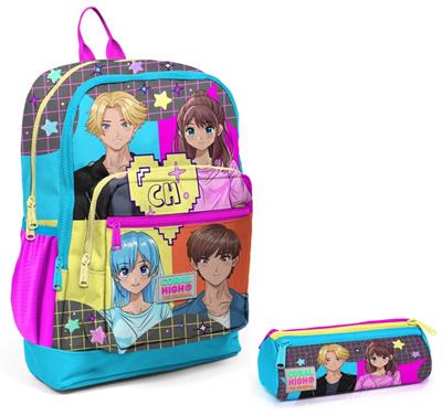 Coral High Mavi Pembe Anime İlkokul Sırt Çantası ve Kalemlik Seti - Kız Çocuk