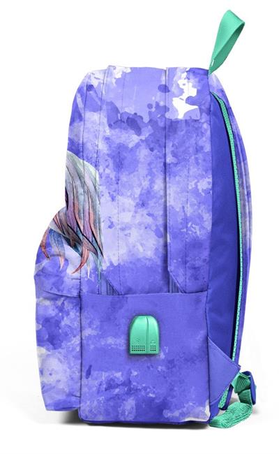 Coral High Mavi Unicornlar Üç Gözlü Okul ve Günlük Sırt Çantası - USB+AUX Soketli - Kız
