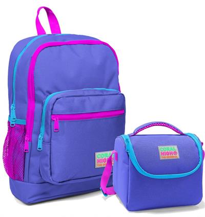 Coral High Mor İlköğretim Okul Sırt Çantası ve Beslenme Çanta Seti - Kız Çocuk