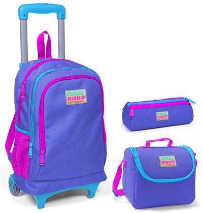 Coral High Mor Kız Çekçek Çanta Seti - Işıklı Tekerlekler
