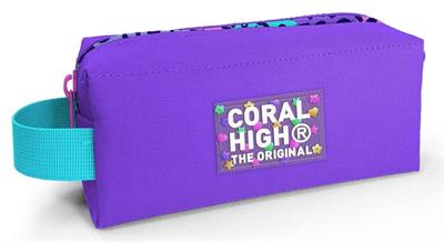 Coral High Mor Leopar Tek Bölmeli Kalemlik - Kız Çocuk Kalem Çantası