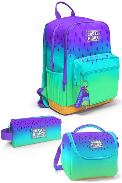 Coral High Mor Lila Renk Geçişli 3lü Okul Çanta Seti SET0123637