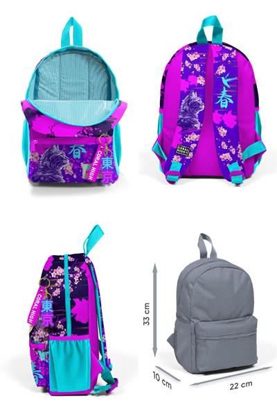 Coral High Mor Pembe Anime Kedi Mini Yuva Sırt Çantası - Kız Çocuk