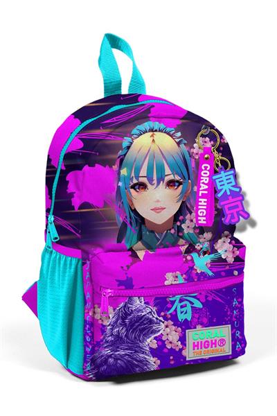 Coral High Mor Pembe Anime Kedi Mini Yuva Sırt Çantası - Kız Çocuk