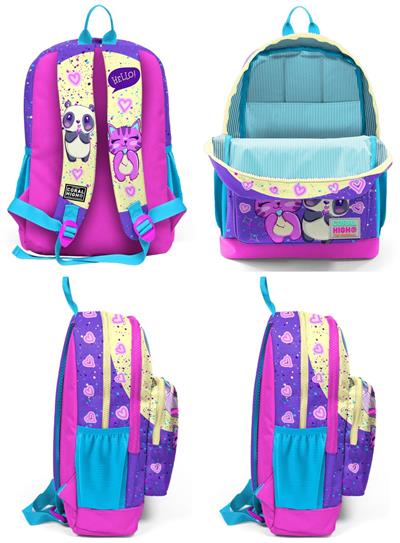 Coral High Mor Pembe Anime Okul Sırt ve Beslenme Çantası Seti - Kız Çocuk