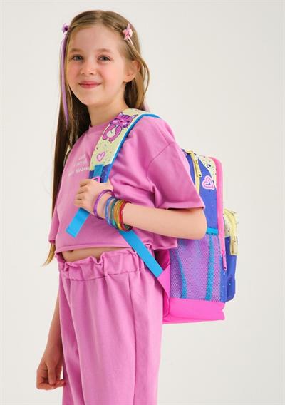 Coral High Mor Pembe Anime Okul Sırt ve Beslenme Çantası Seti - Kız Çocuk