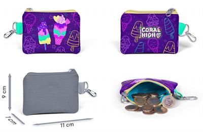 Coral High Mor Pembe Dondurma Desenli Bozuk Para Çantası - Kız Çocuk