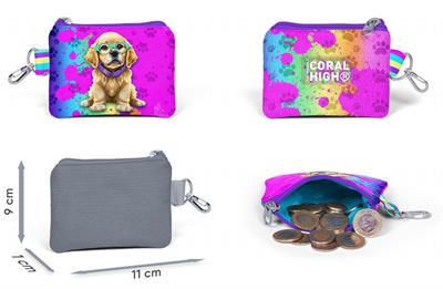 Coral High Mor Pembe Köpek Bozuk Para Çantası - Kız Çocuk