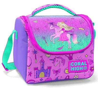 Coral High Mor Pembe Peri Kızı ve Unicorn Kız Çocuk Yalıtımlı Beslenme Çantası